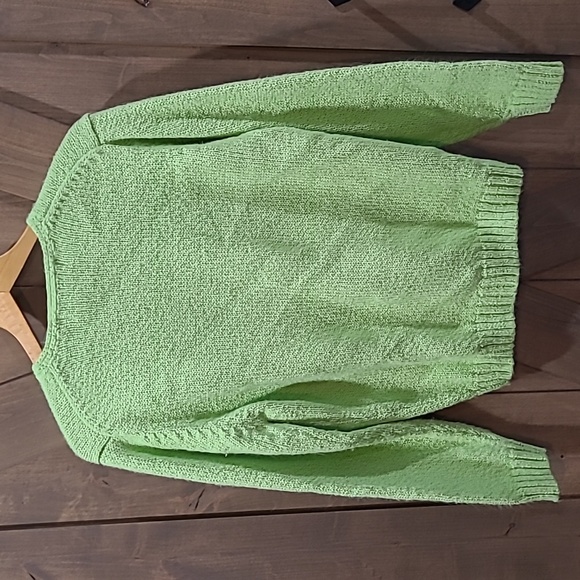 Appleseed's Apple Celery  Green Hand Loomed Cardigan M - Picture 2 of 3